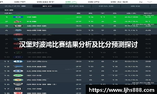 汉堡对波鸿比赛结果分析及比分预测探讨
